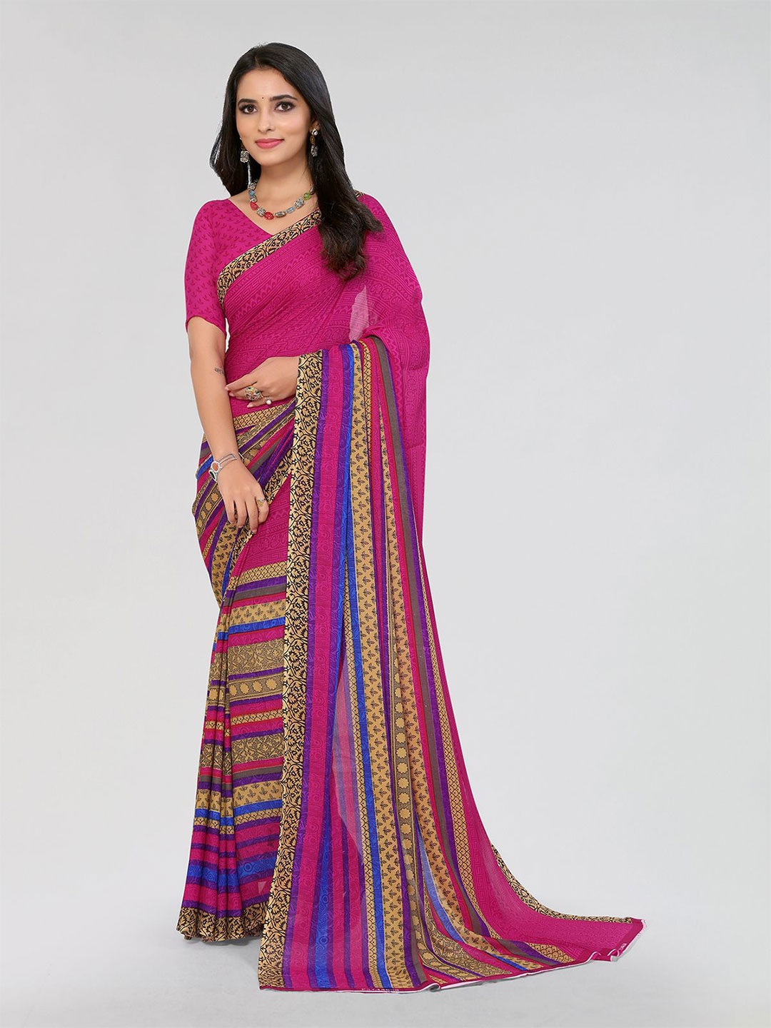 

Moda Rapido Ethnic Motifs Printed Saree, Pink