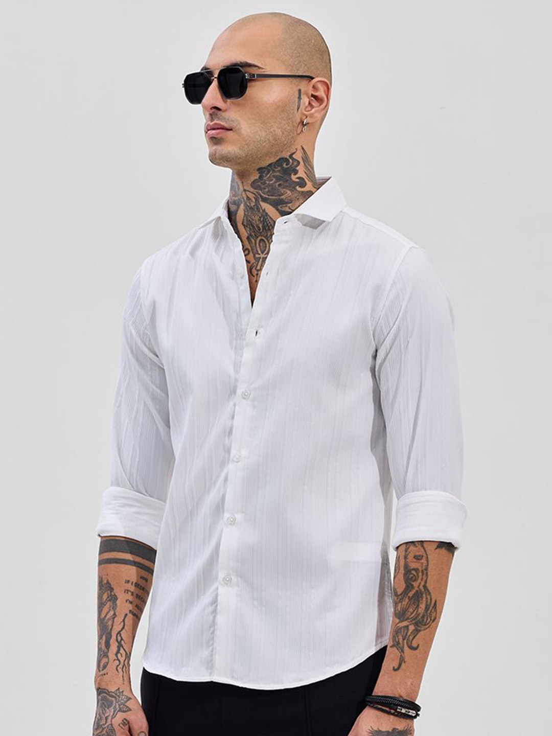 

Snitch Men Slim Fit Opaque Formal Shirt, White
