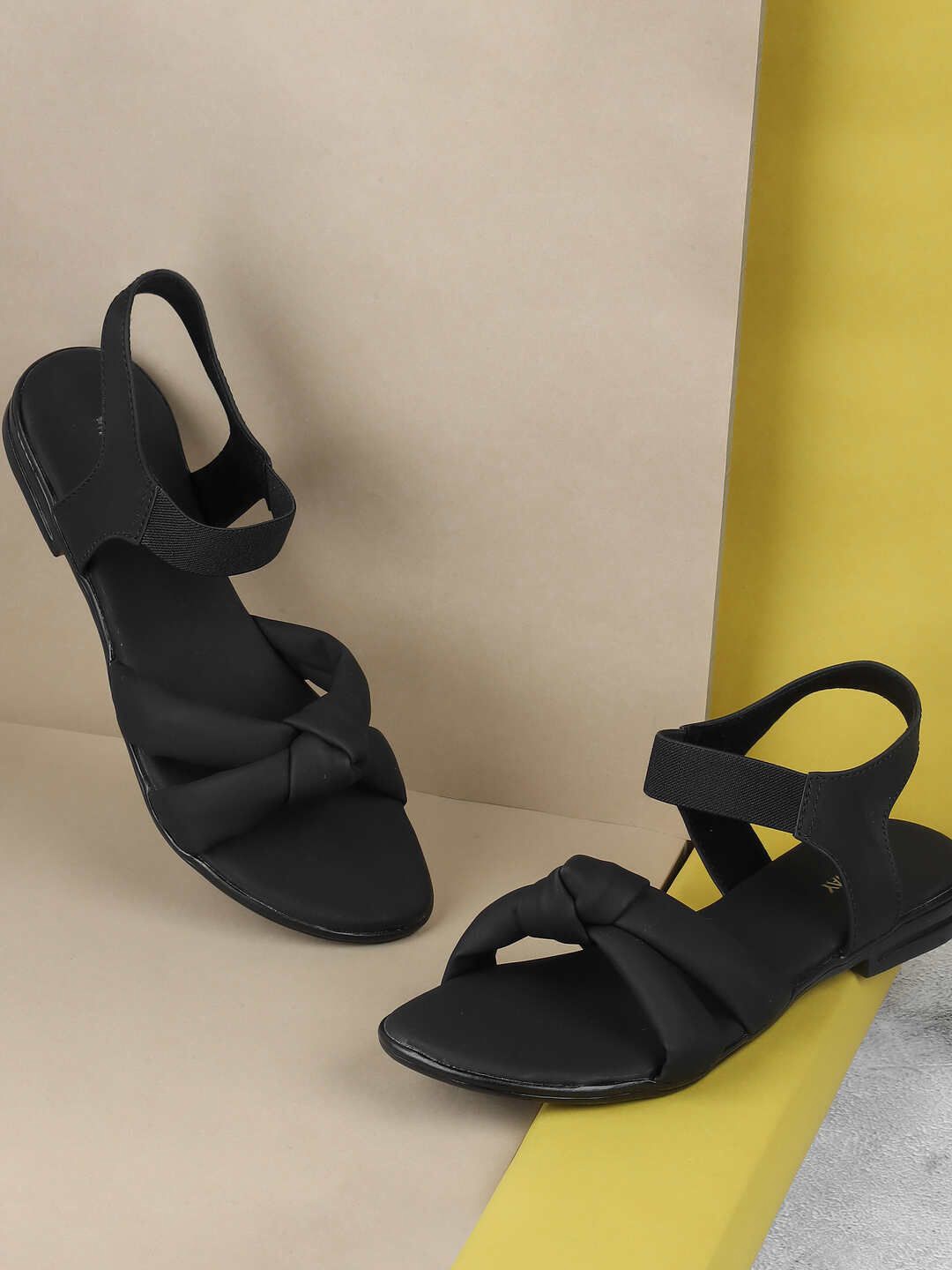 

WALKWAY by Metro Colourblocked Block Sandals with Bows, Black