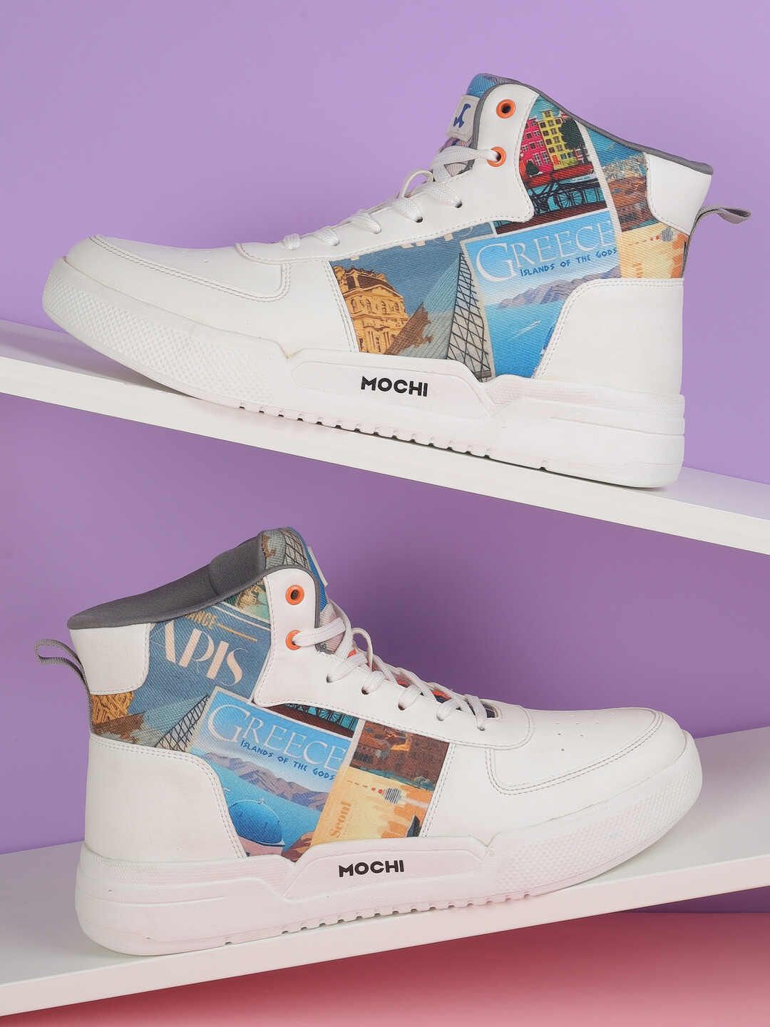

Mochi Men Printed PU Sneakers, White