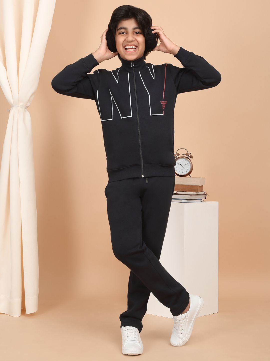 

Sweet Dreams Boys Mock Collar Mid-Rise Tracksuit, Navy blue