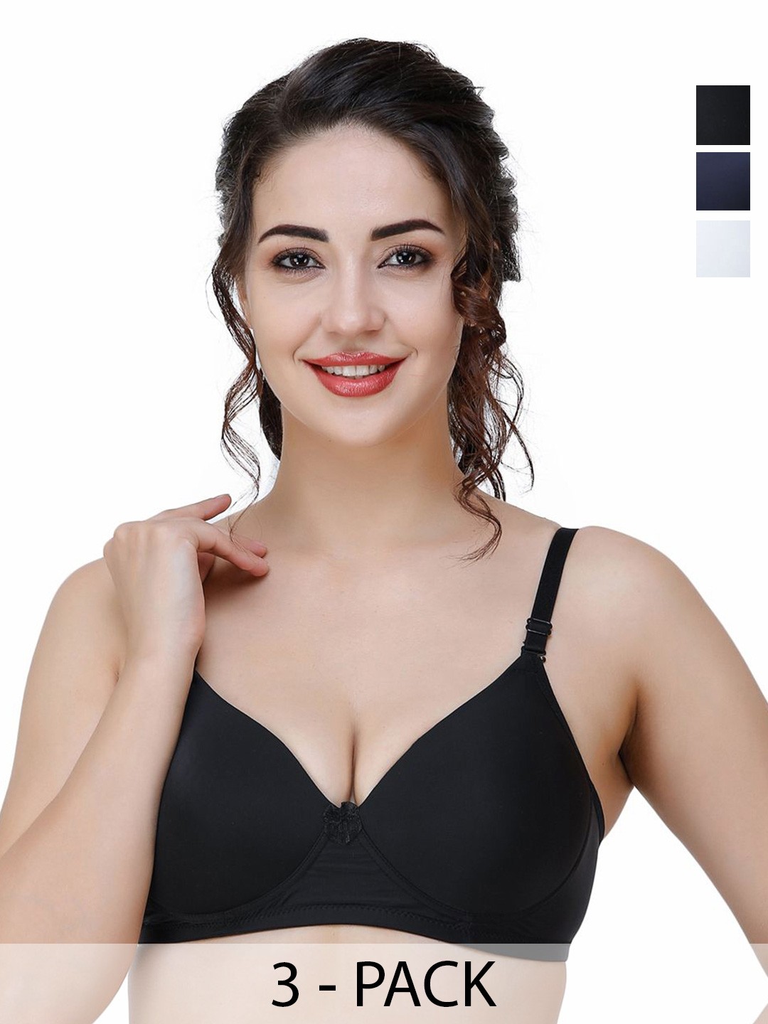 

College Girl Pack Of 3 Full Coverage Seamless Lightly Padded T-shirt Bra, Blue