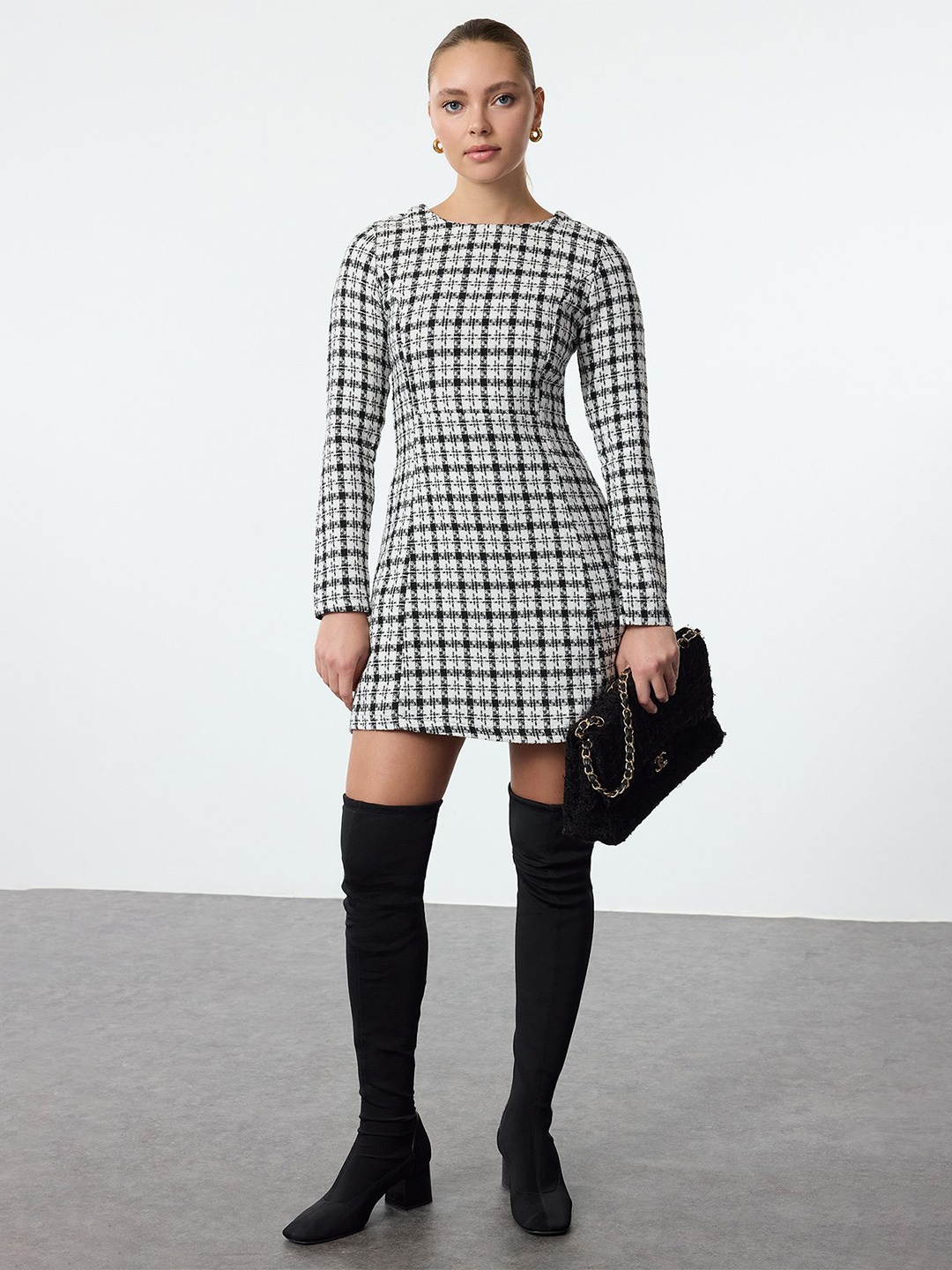 

Trendyol Checked Fit & Flare Dress, Na