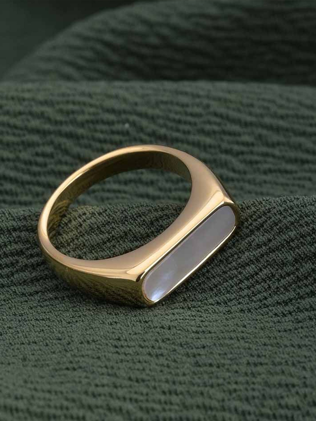 

PALMONAS White Gold-Plated Stainless Steel Bar Ring