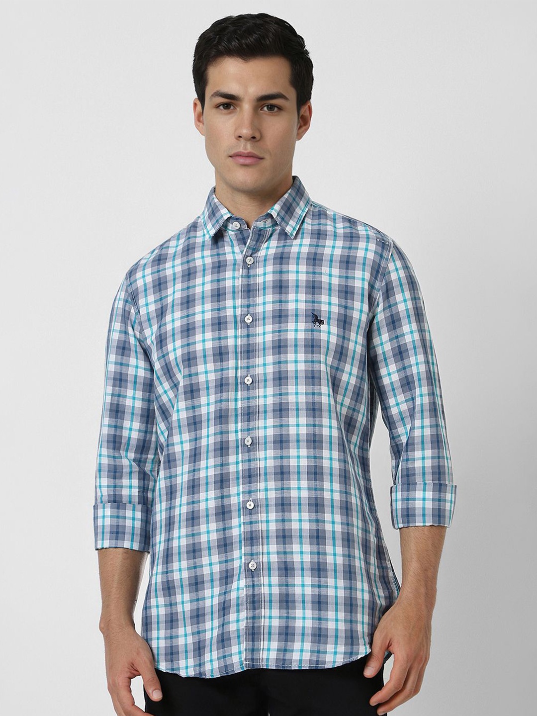 

Van Heusen Sport Men Slim Fit Checked Casual Shirt, Blue