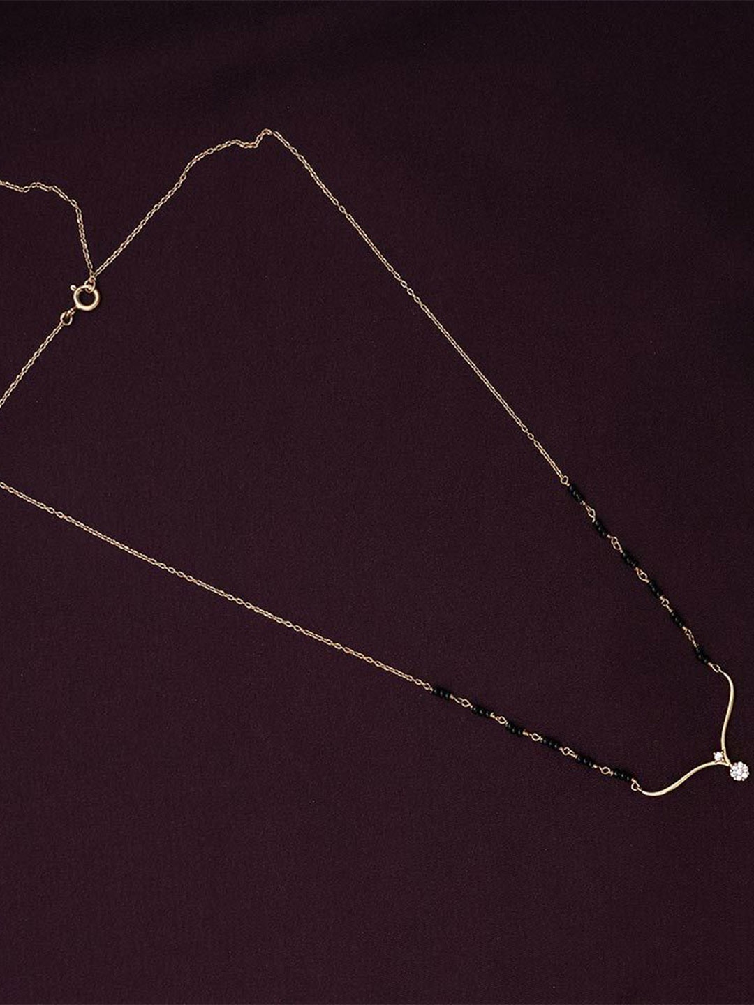 

PALMONAS 925 Sterling Silver 18K Gold-Plated Stones Studded & Beaded Mangalsutra
