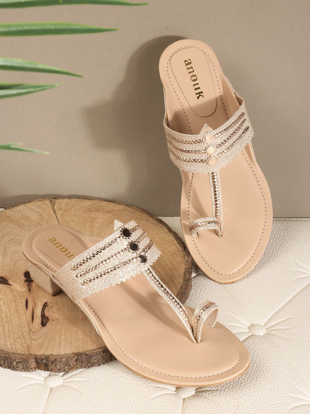 

Anouk Kolpuri Block Heel Sandals, Beige