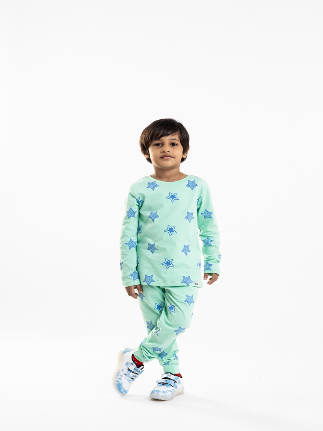 

Reedoo Kids Bio Finish Shining Stars Printed Pure Cotton T-shirt, Sea green