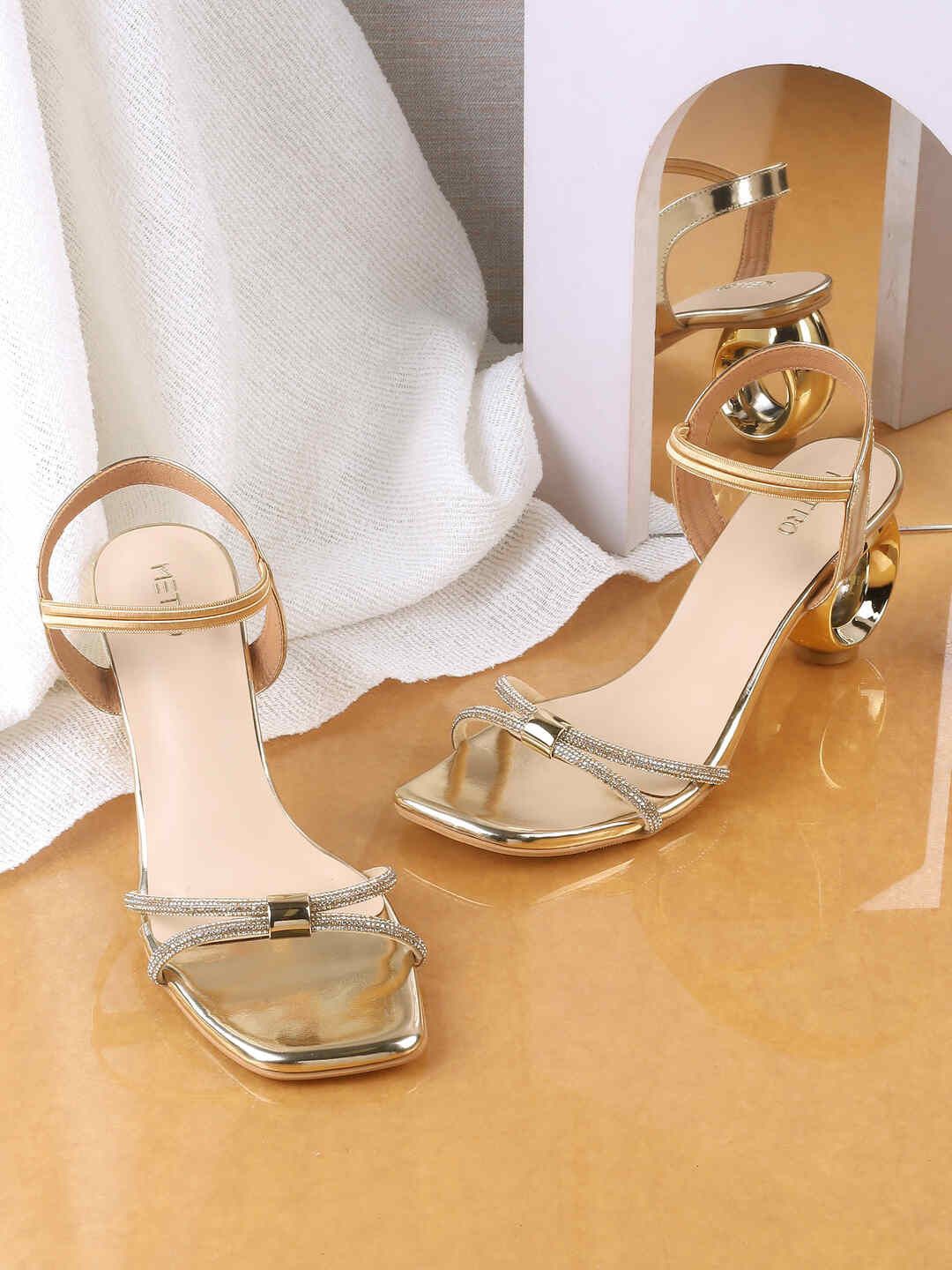 

Metro Embellished Stiletto Heel Sandals, Gold