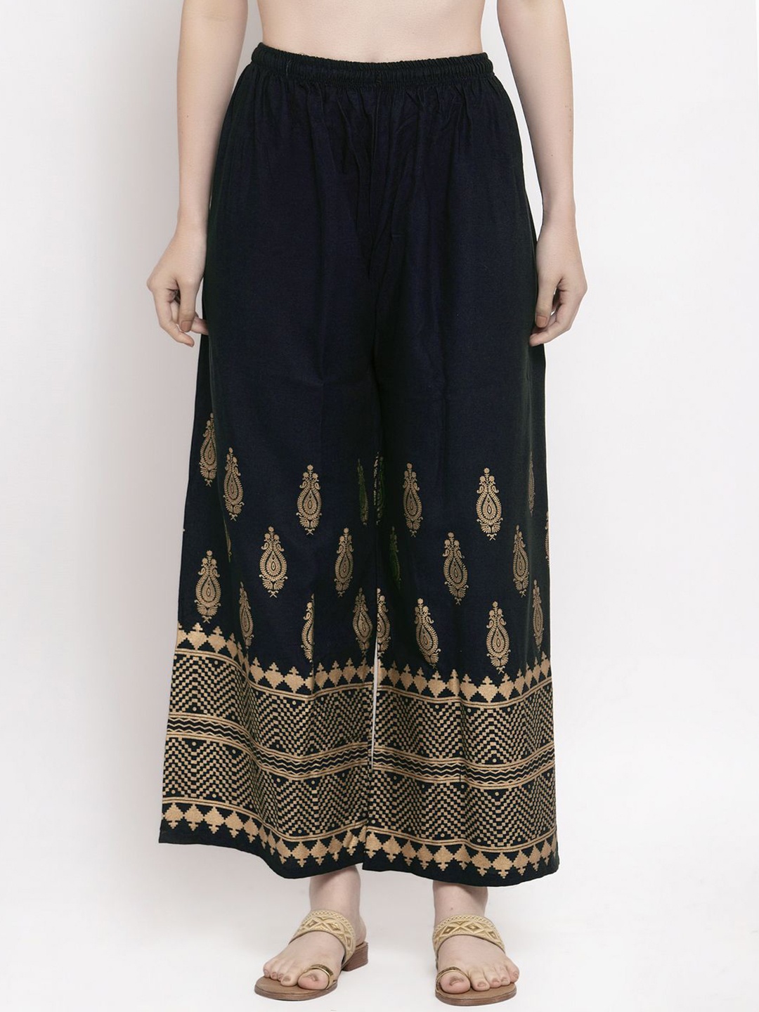 

STYLE PREZONE Women Ethnic Motifs Printed Ethnic Palazzos, Navy blue