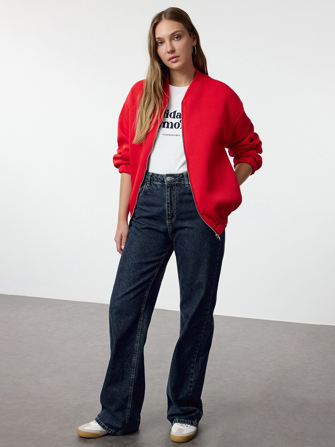 

Trendyol Women Round Neck Sweatshirt, Red