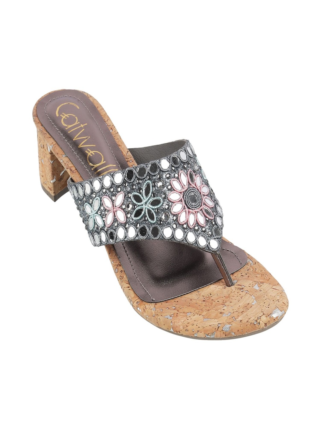 

Catwalk Women Printed Open Toe Flats, Silver