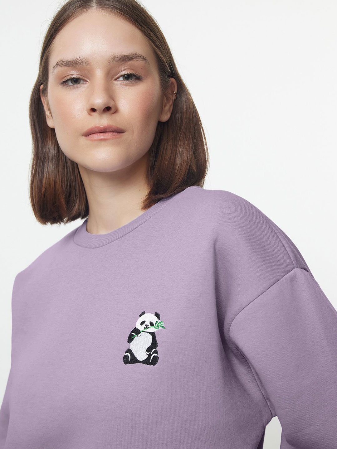 

Trendyol Women Graphic Printed Pullover Sweatshirt, Purple