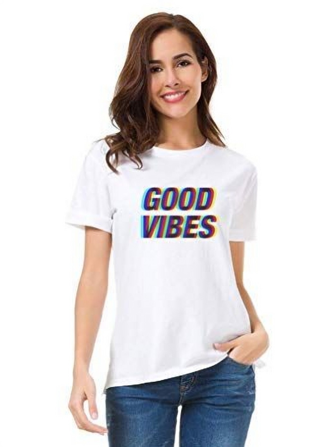 

VLAM Women Printed T-shirt, White