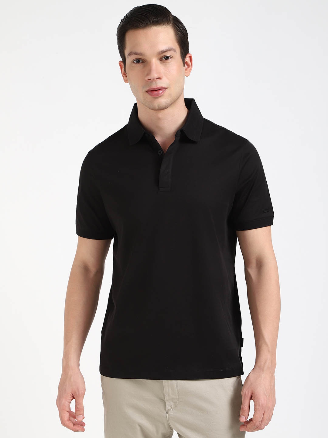 

Calvin Klein Jeans Men Polo Collar Organic Cotton T-shirt, Black