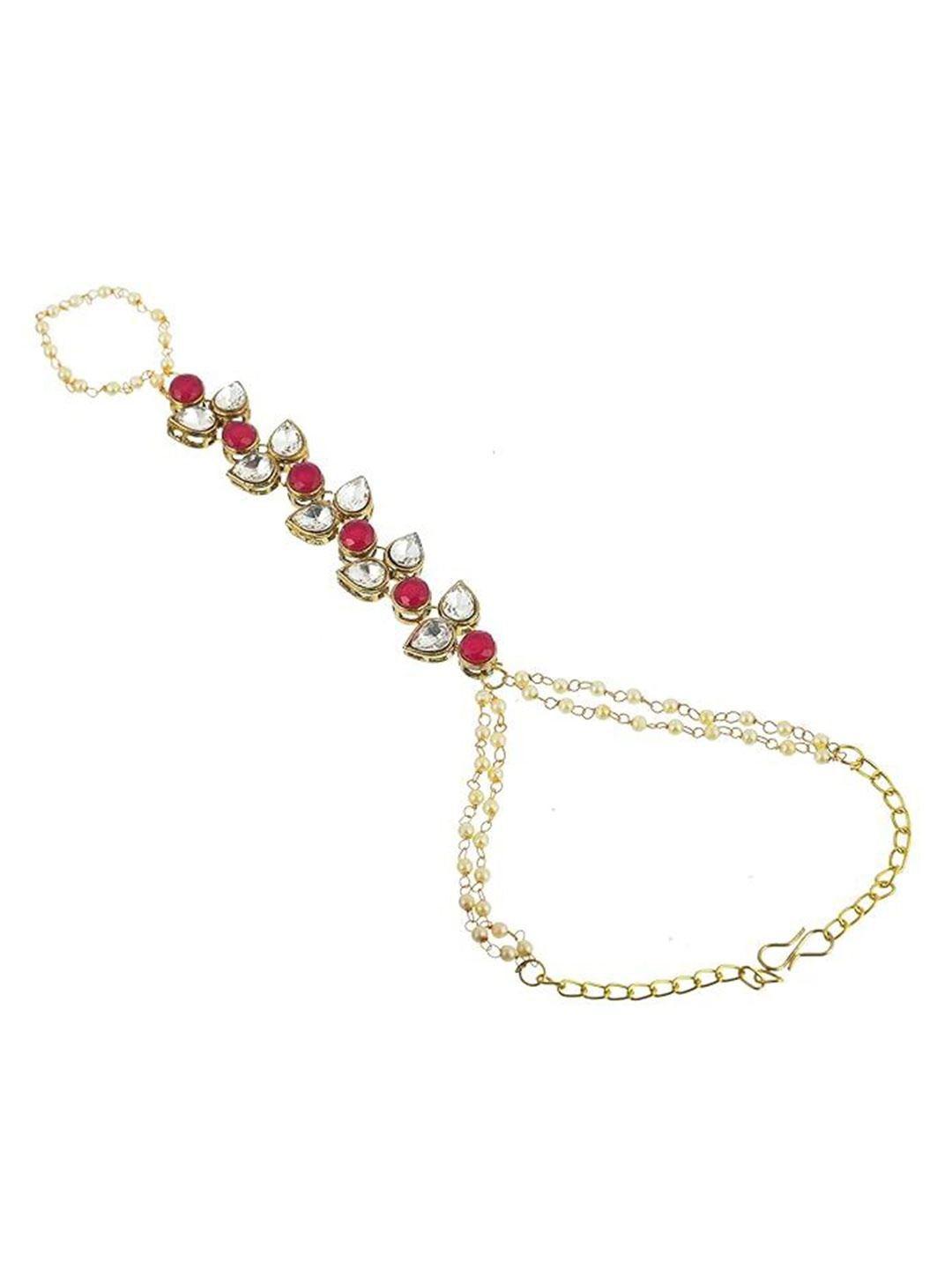 

Kezlin Gold-Plated Kundan Studded Adjustable Haath Phool Bracelet