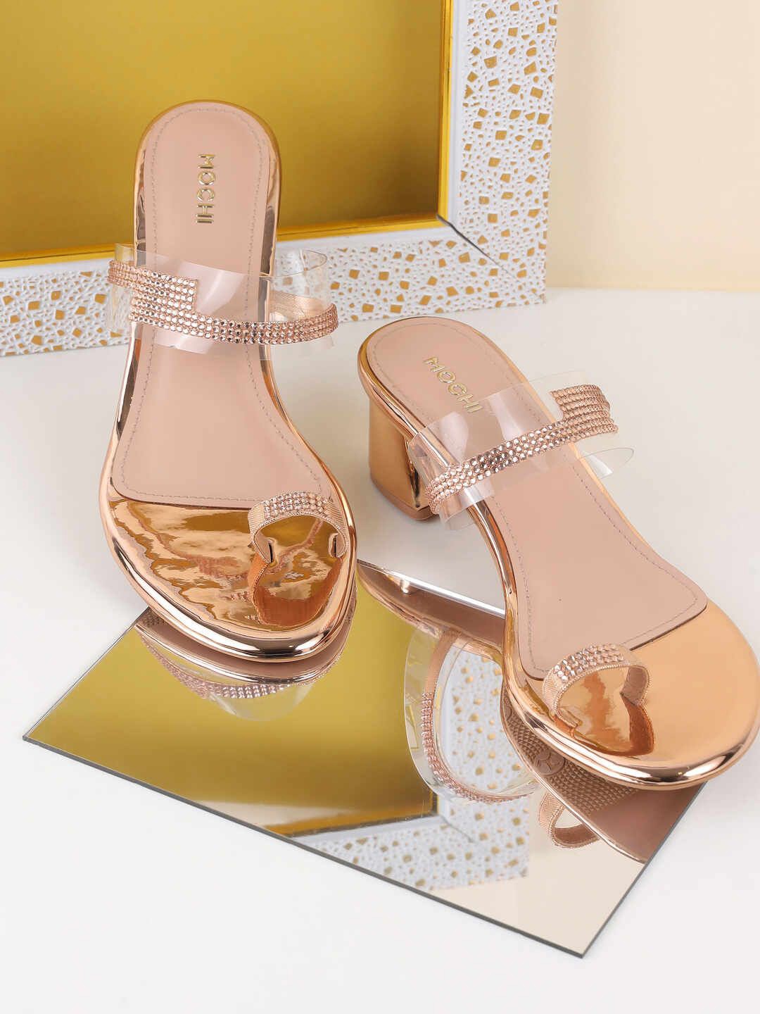 

Mochi Embellished Block Heel Sandals, Pink