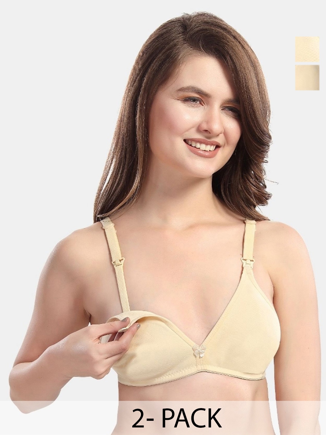 

Fabme Pack Of 2 Half Coverage Cotton Maternity Bra, Nude