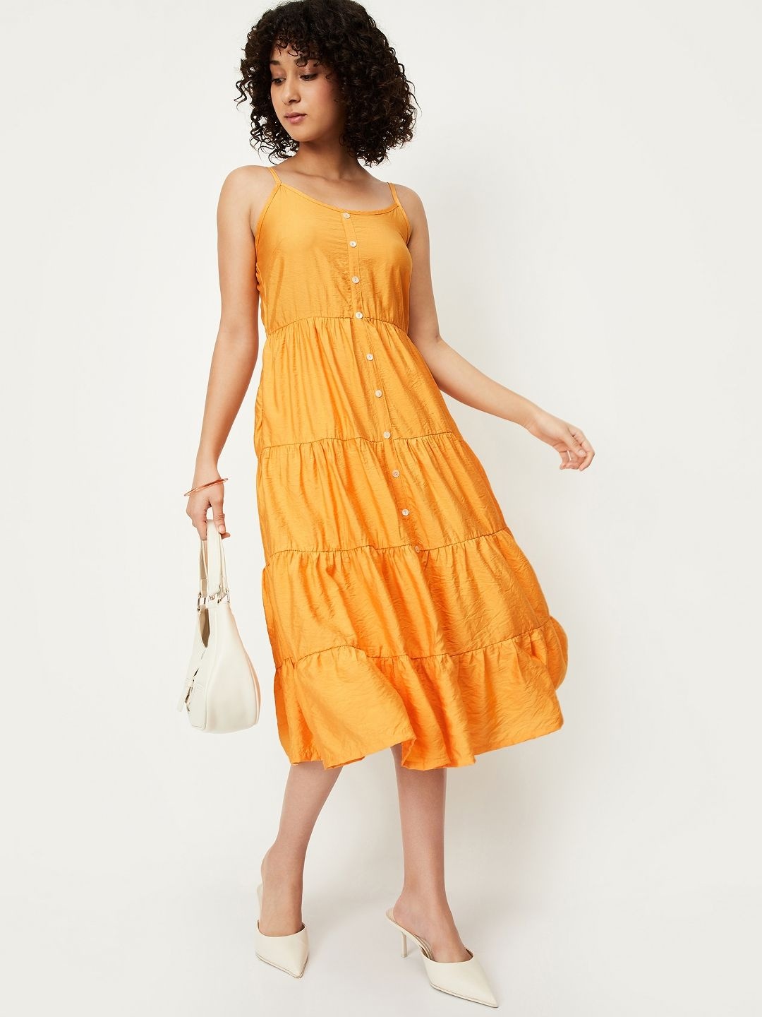 

max Empire Midi Dress, Yellow