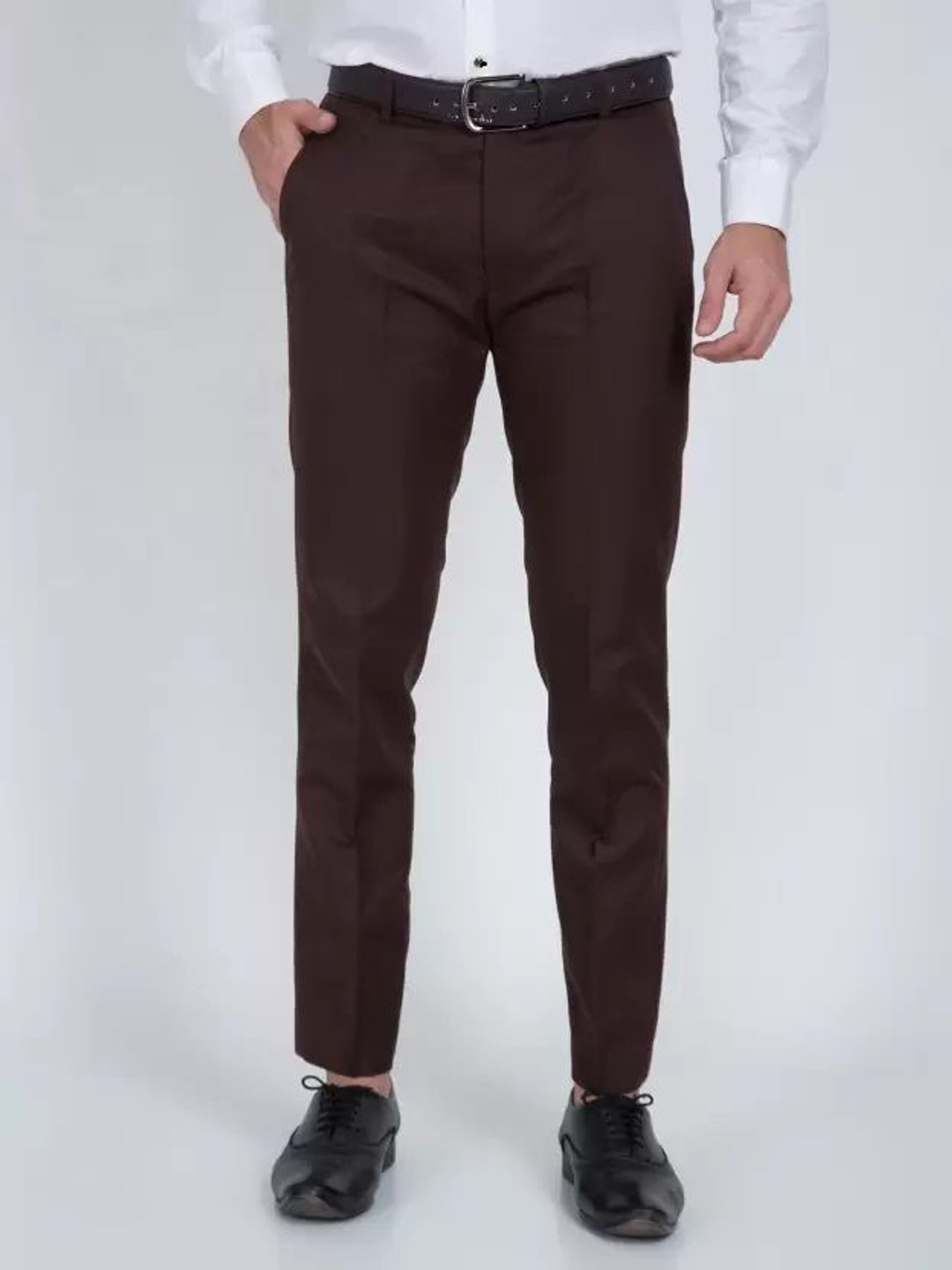 

MACBERRYS DIGNITY Men Smart Slim Fit Formal Trousers, Brown