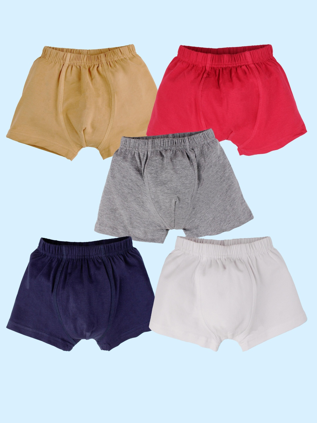 

KiddoPanti Boys Pack Of 5 Boxers SS25BXR005-Beige&SGrey&Black&GreyM&Brown, Red