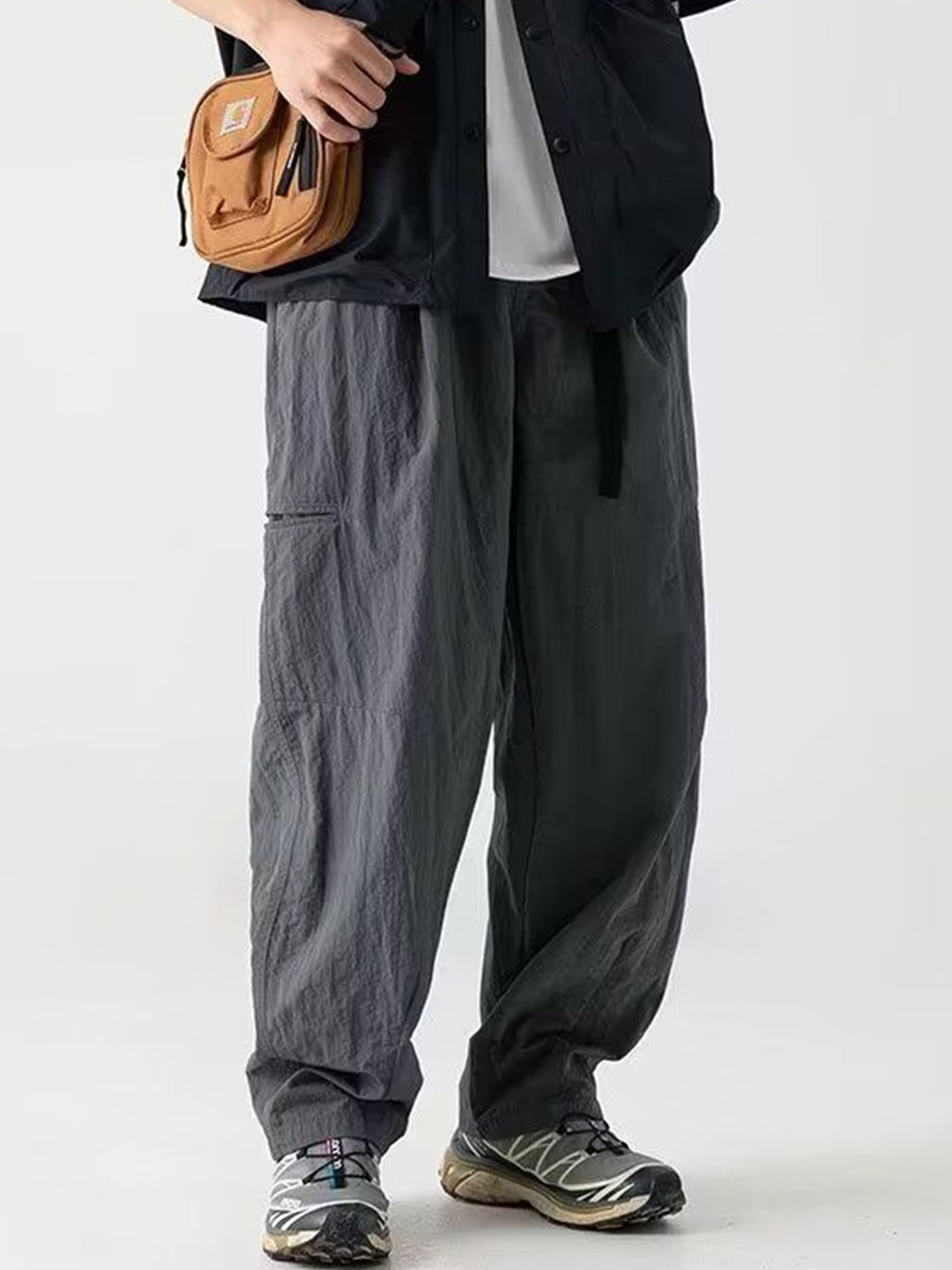 

StyleCast Men Cotton Loose Fit Trousers, Grey