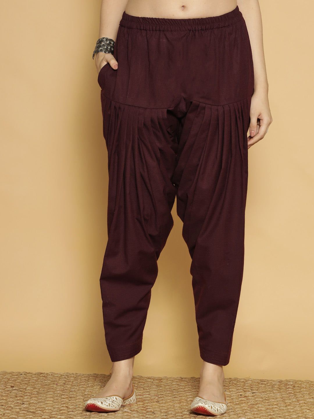 

LetsDressUp Women Loose Fit Acrylic Salwar, Burgundy