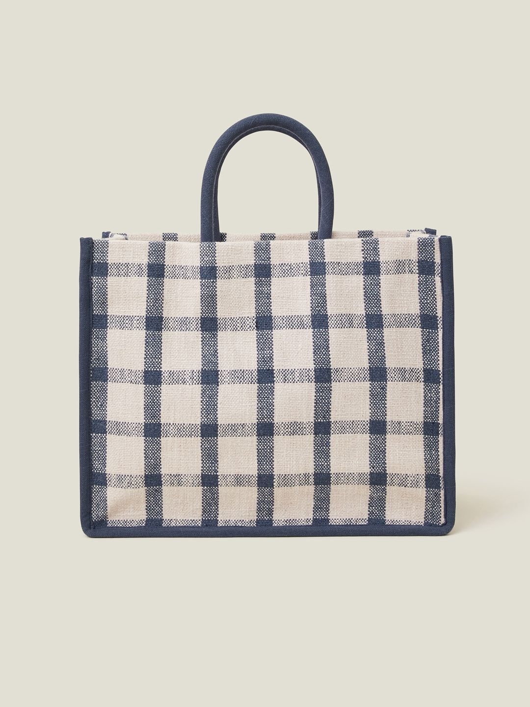 

Accessorize Women Checked Structured Cotton Handheld Bag, Blue