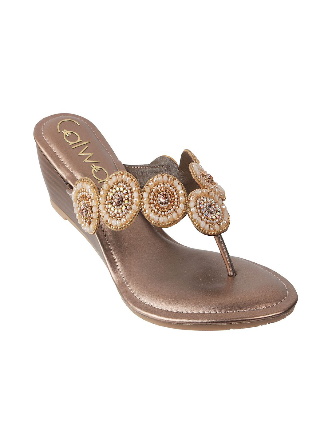 

Catwalk Women Open Toe Embellished Sandals, Copper