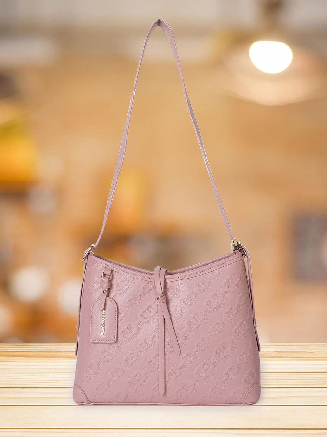 

MAGNOLIA Textured PU Structured Handheld Bag, Pink