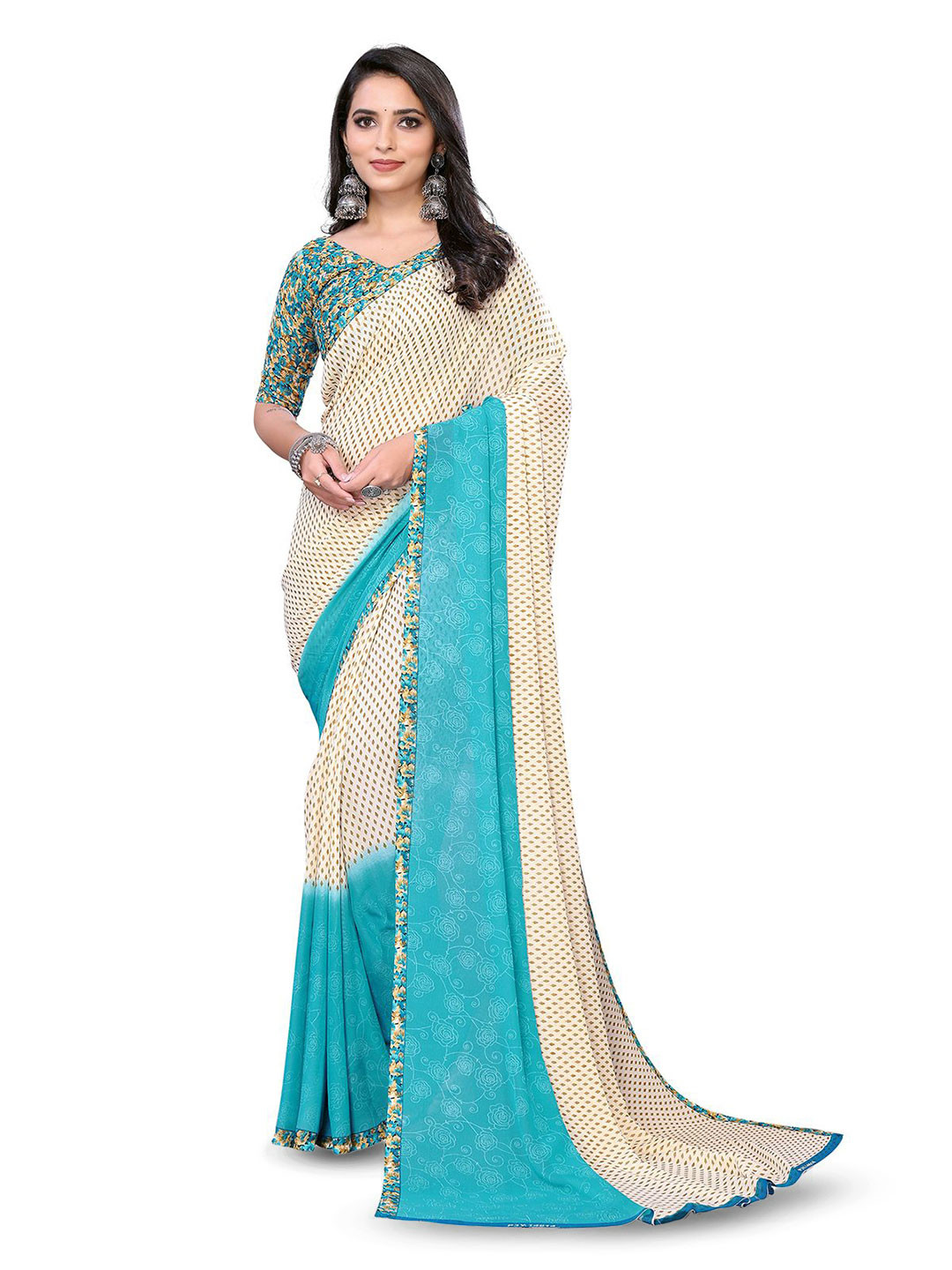 

Moda Rapido Floral Printed Saree, Blue