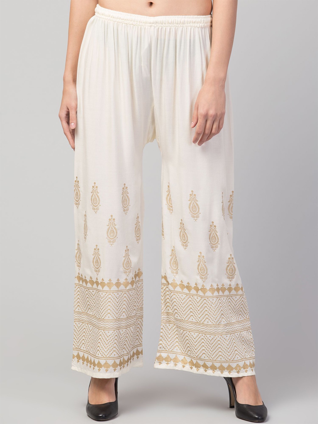 

STYLE PREZONE Women Ethnic Motifs Printed Palazzos, Off white