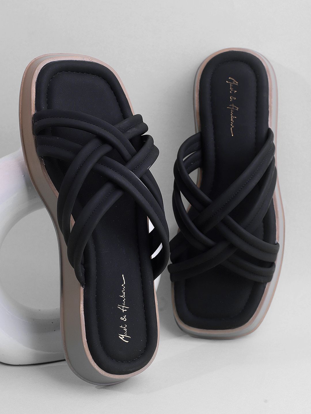 

Mast & Harbour Comfort Heel Sandals, Navy blue