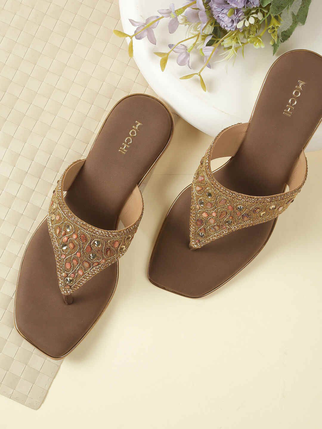 

Mochi Women Embellished Block with, Gold