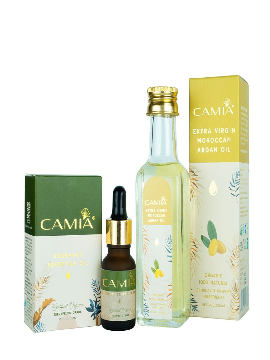 

CAMIA Set Of 2 Rosemary Essential Oil-15 ml With Extra Virgin Moroccan Argan Oil-100 ml, White