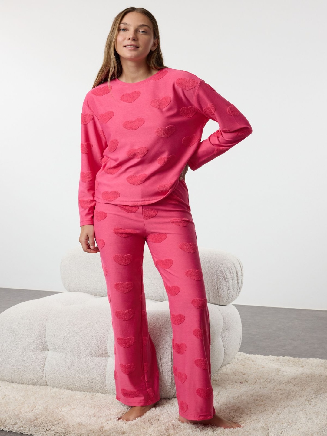 

Trendyol Women Printed Night suit, Pink