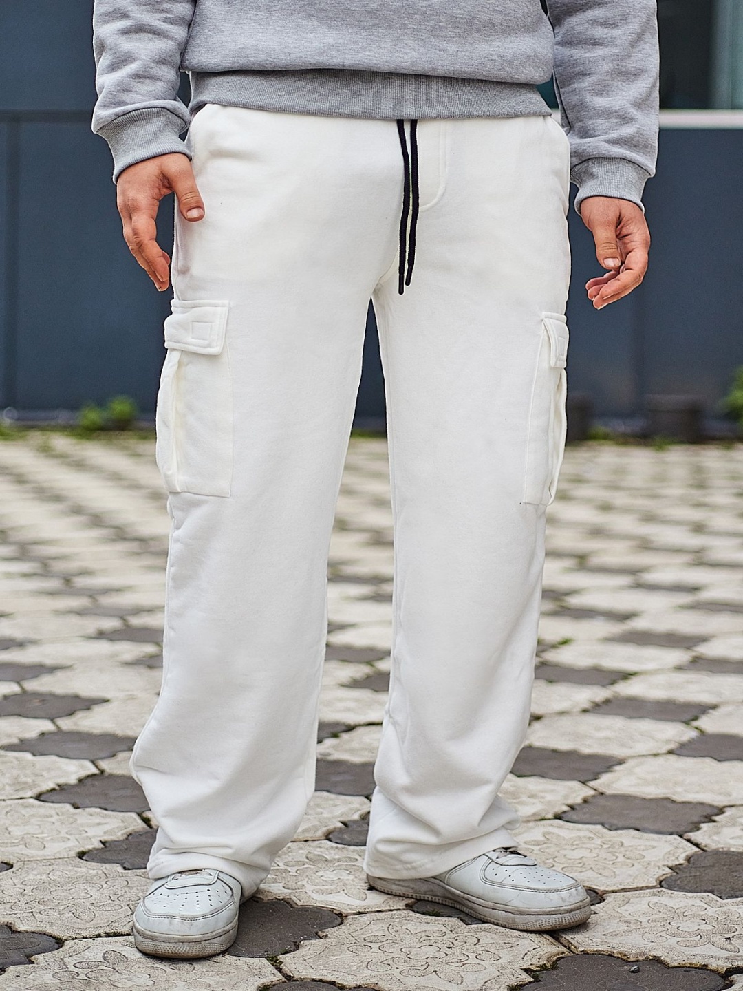 

Trendyol Women Pure Cotton Cargo Style Track Pants, Beige
