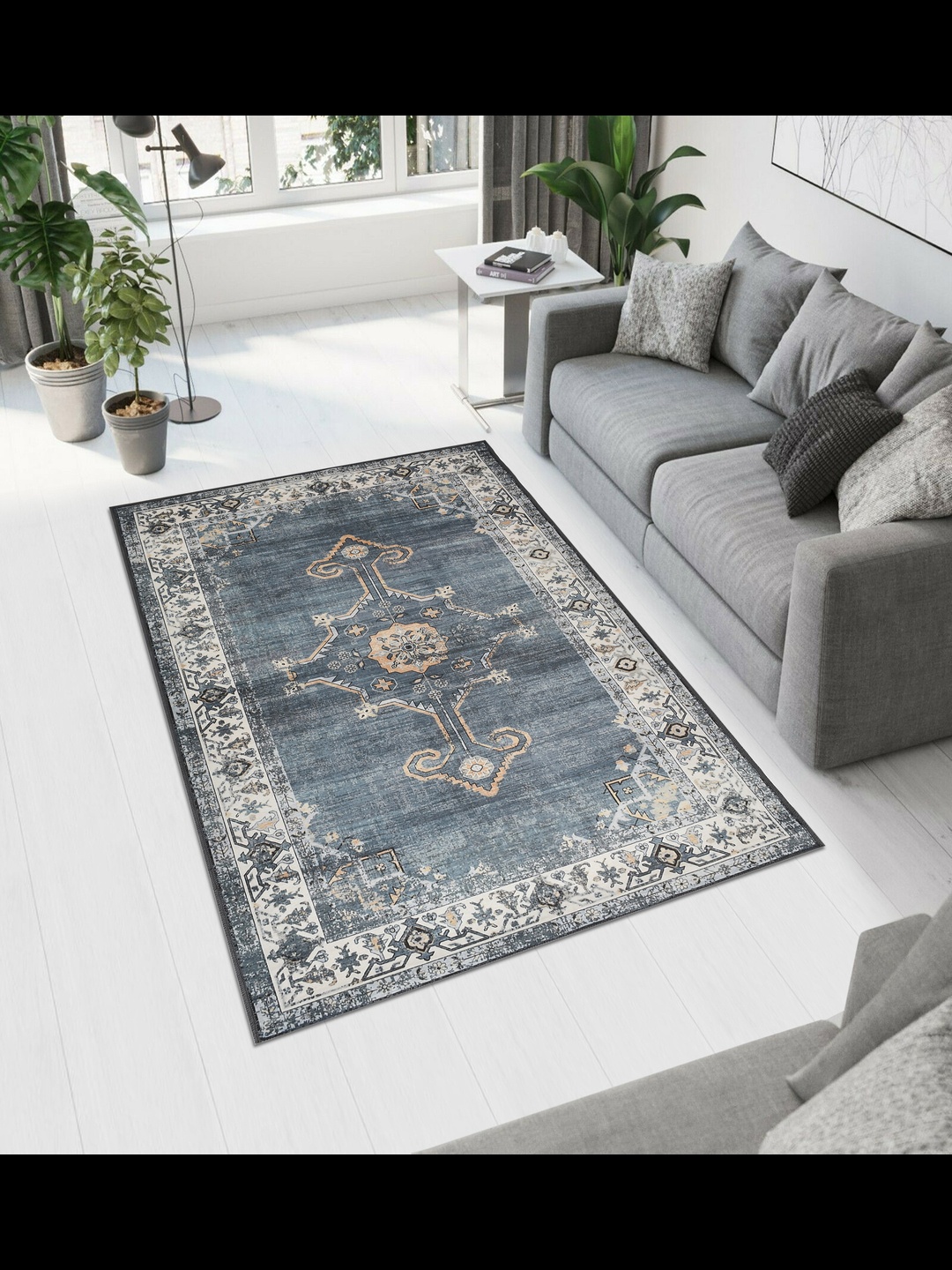 

MAA HOME CONCEPT Grey Ethnic Motifs Anti-Skid Woollen Carpet