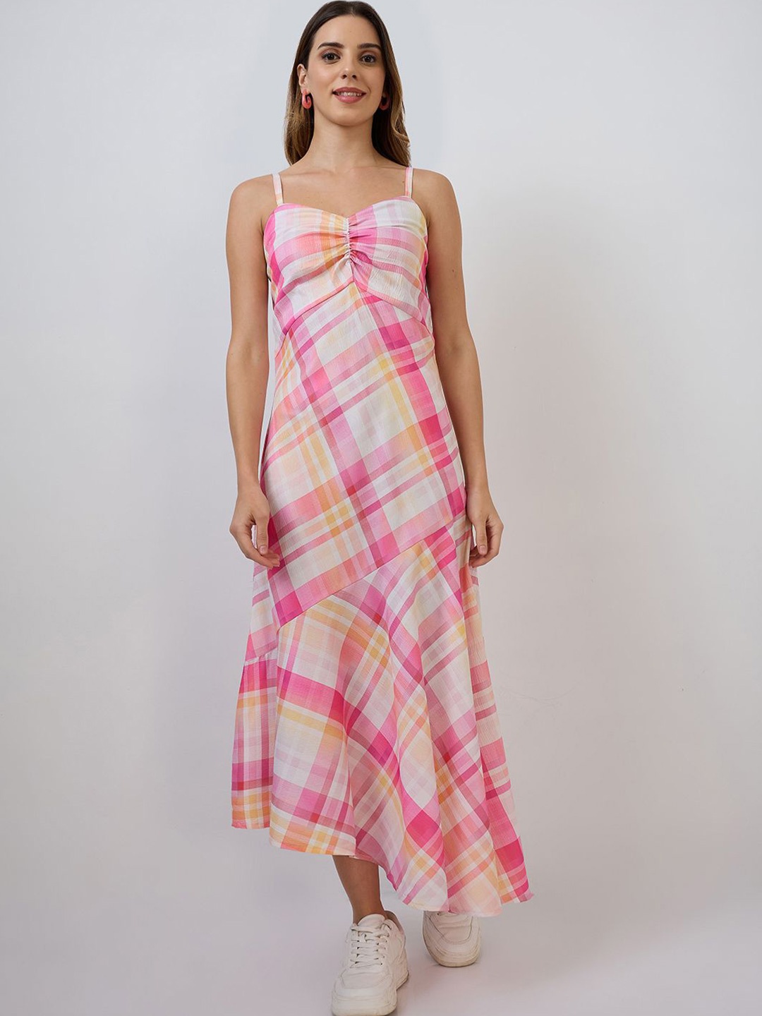 

Amarasha Checked Maxi Dress, Pink