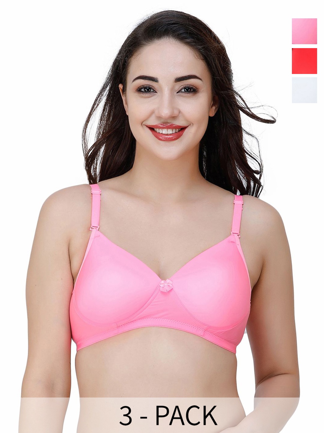 

College Girl Full Coverage Lightly Padded Bra pack of 3, White
