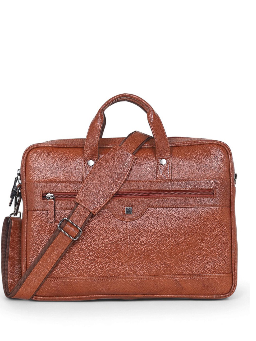 

Stamp Unisex Leather Laptop Bag, Brown