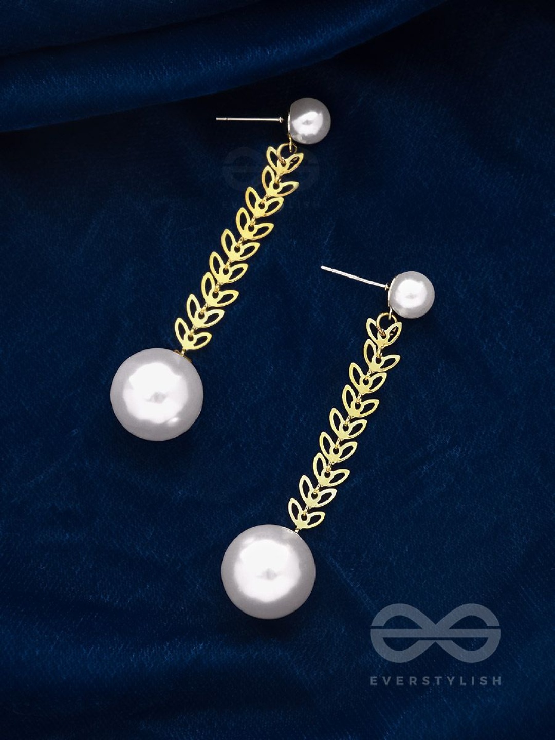 

EVERSTYLISH The Dewy Fir Pearls Studded And Beaded Contemporary Drop Earrings, Gold
