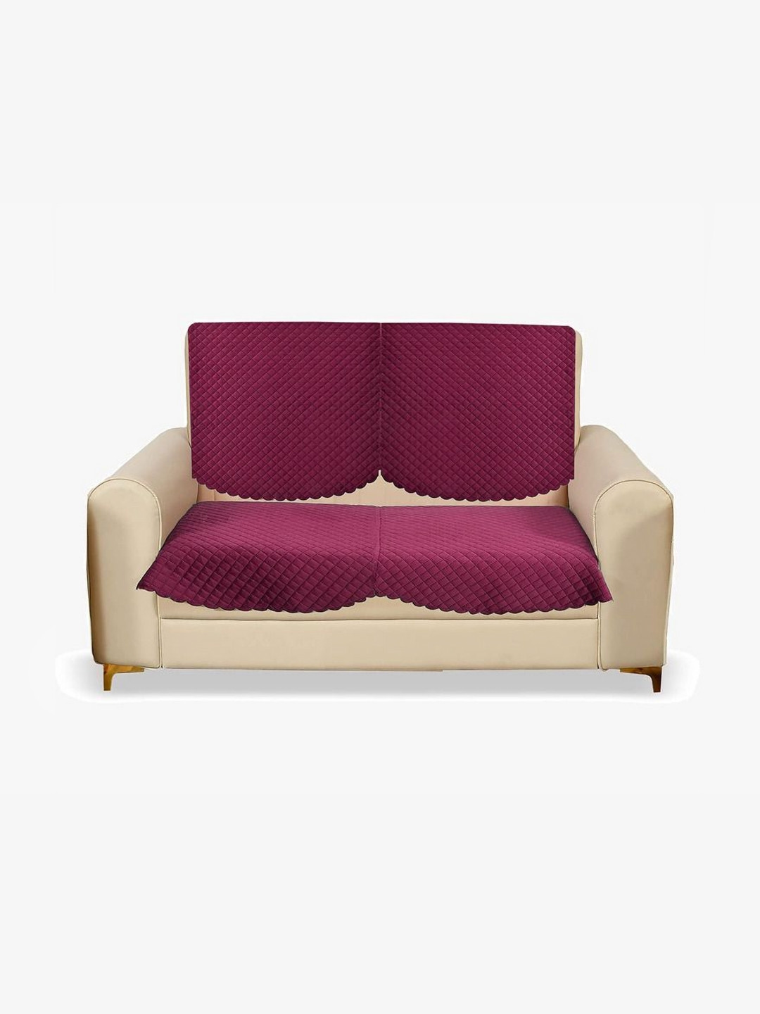 

Fashion Throw Pink Solid Velvet 2 Piece Sofa Cover