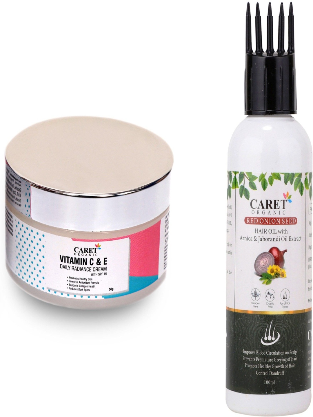 

CARET ORGANIC Set Of 2 Vitamin C Daily Radiance Cream & Onion Oil, Multi