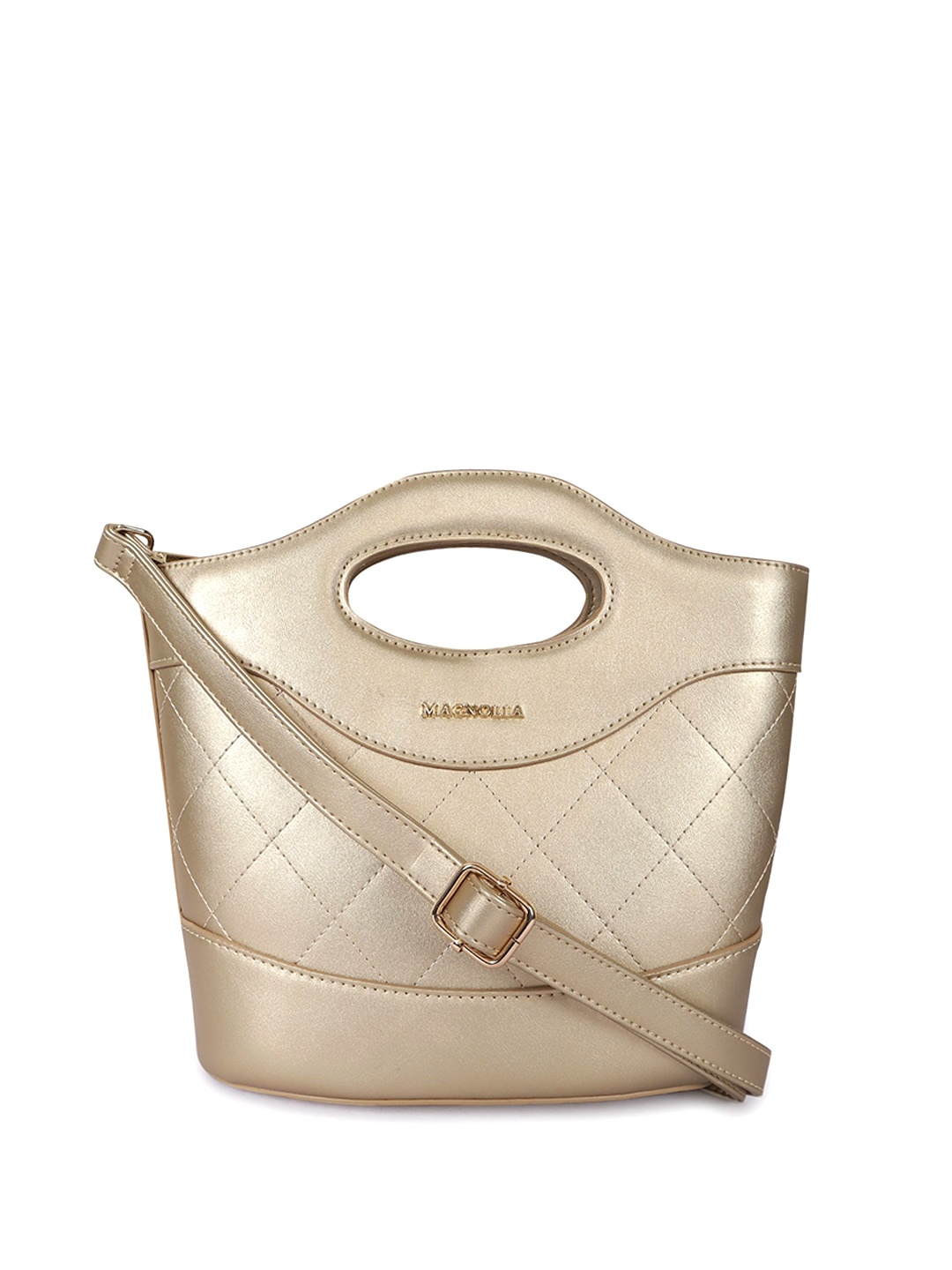 

MAGNOLIA PU Bucket Shoulder Bag with Quilted, Gold
