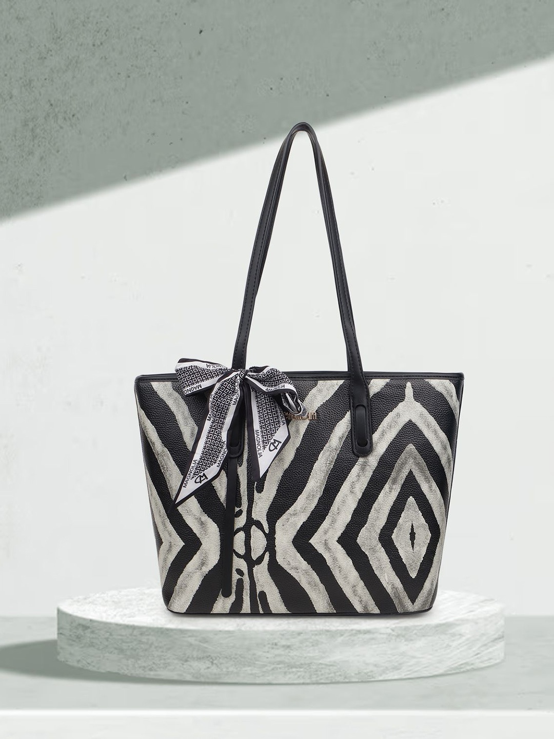 

MAGNOLIA Embellished PU Shopper Tote Bag, Black