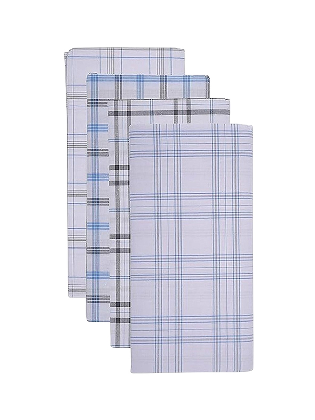 

Suman Tex Pack Of 4 Checked Cotton Lungies, White