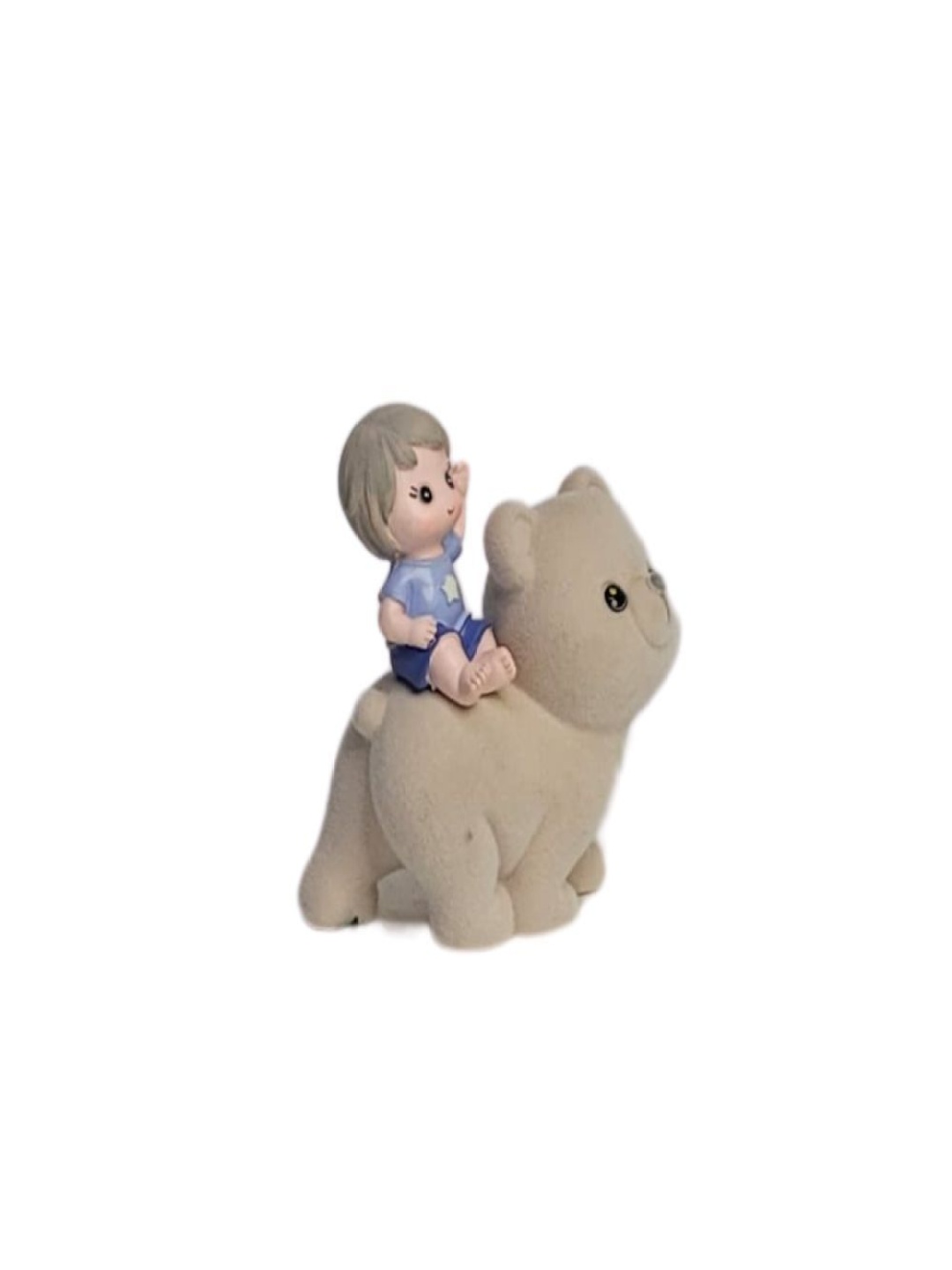 

Wonderland Brown And Blue Sitting Babies On Bear Birds and Animals Figurines Showpieces