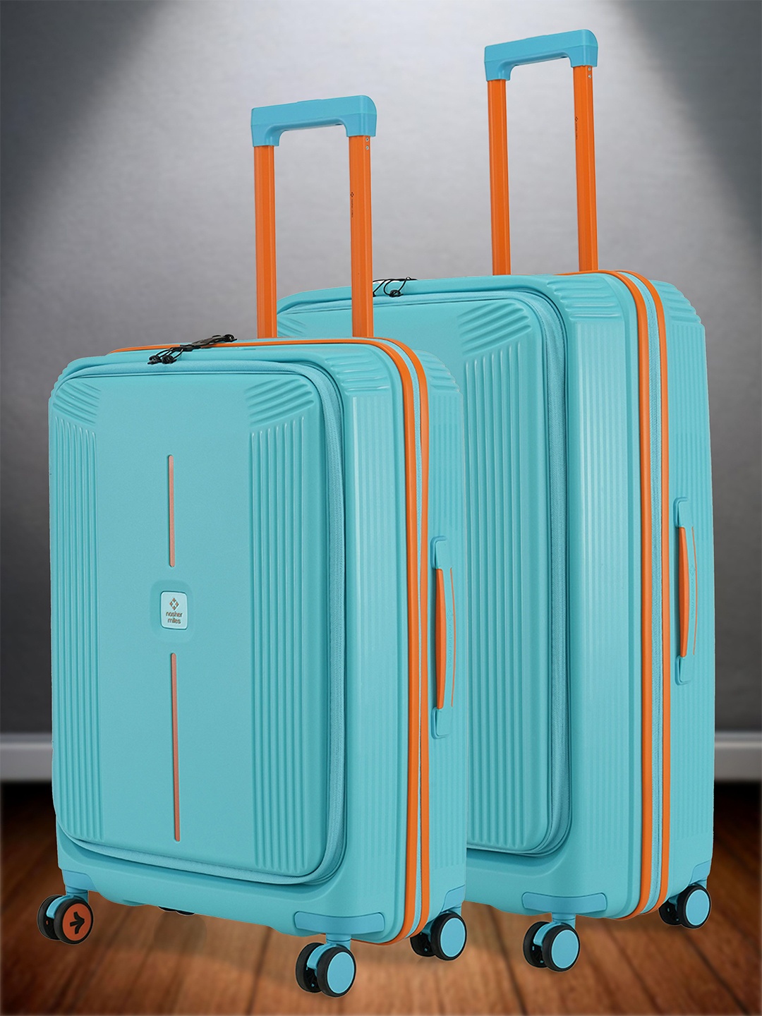 

Nasher Miles Alexandria Polypropylene Set of 2 M/L Teal Peach Trolley Bags (65-75 cm)