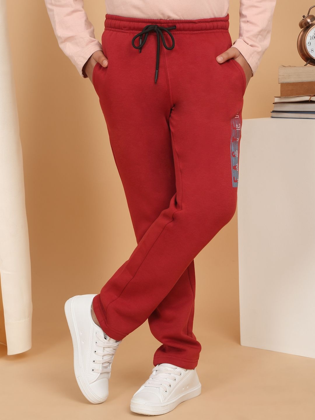 

Sweet Dreams Boys Cotton Relaxed-Fit Mid-Rise Track Pant, Red